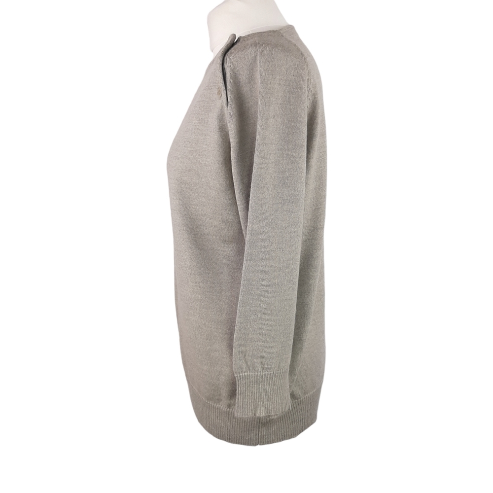 TOAST Button Shoulder Jumper UK 8 Marl Knit Grey/Beige - Picture 7 of 12